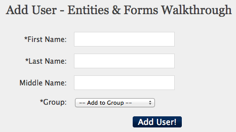 The Add User form